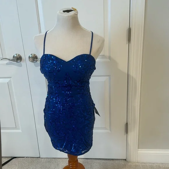 knee length dresses for ladies Ramie Strapless Mini Dress | Cobalt | Womens main image 1